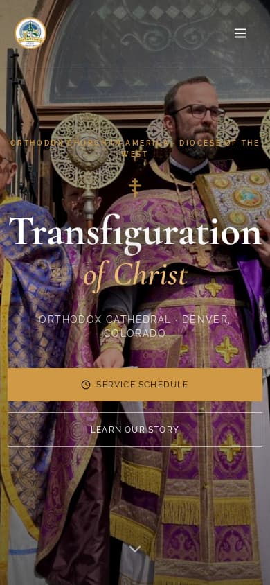 The Transfiguration Cathedral website as it appears on a phone.